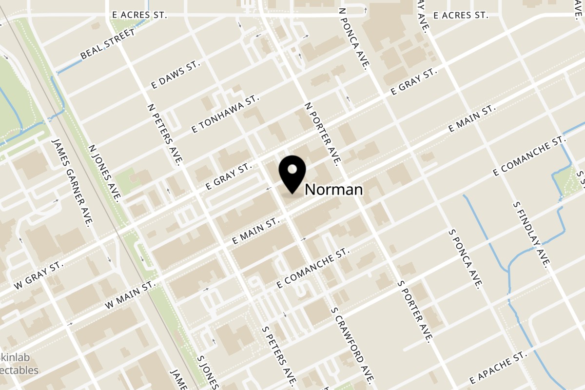 Map showing the location of Sooner Daiquiri on 305 E Main St in Norman
